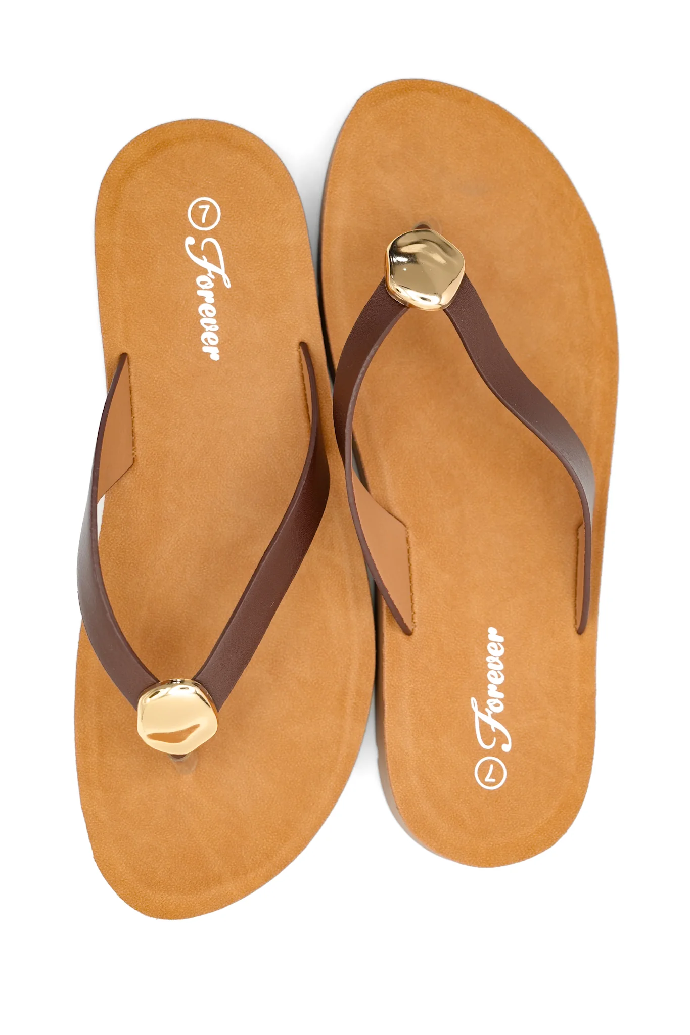 Vegan Leather Thong Sandal with Gold Accent Detail - Image 7
