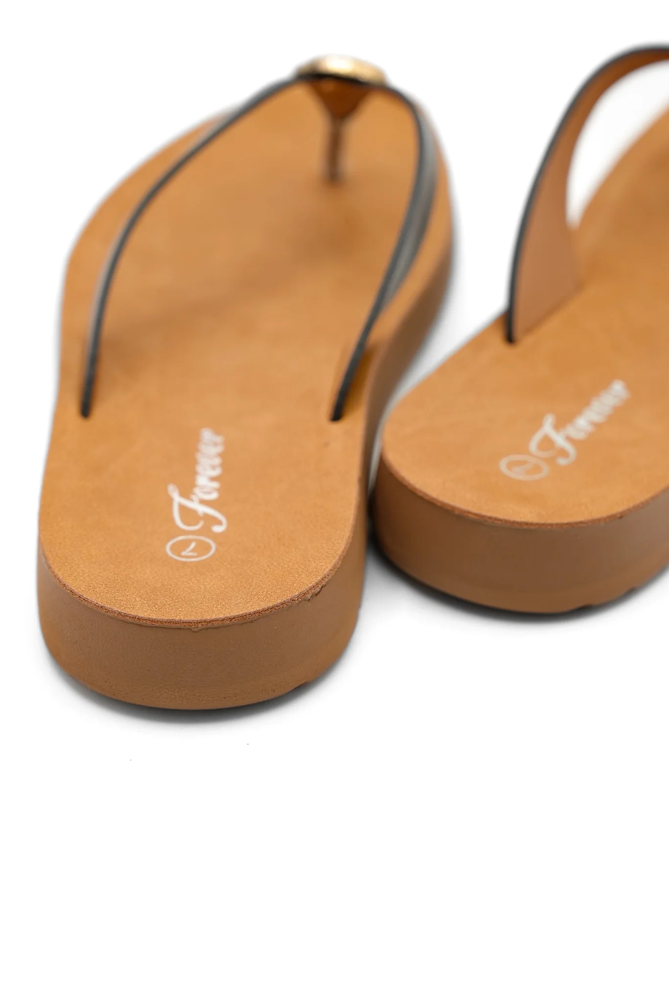 Vegan Leather Thong Sandal with Gold Accent Detail - Image 9