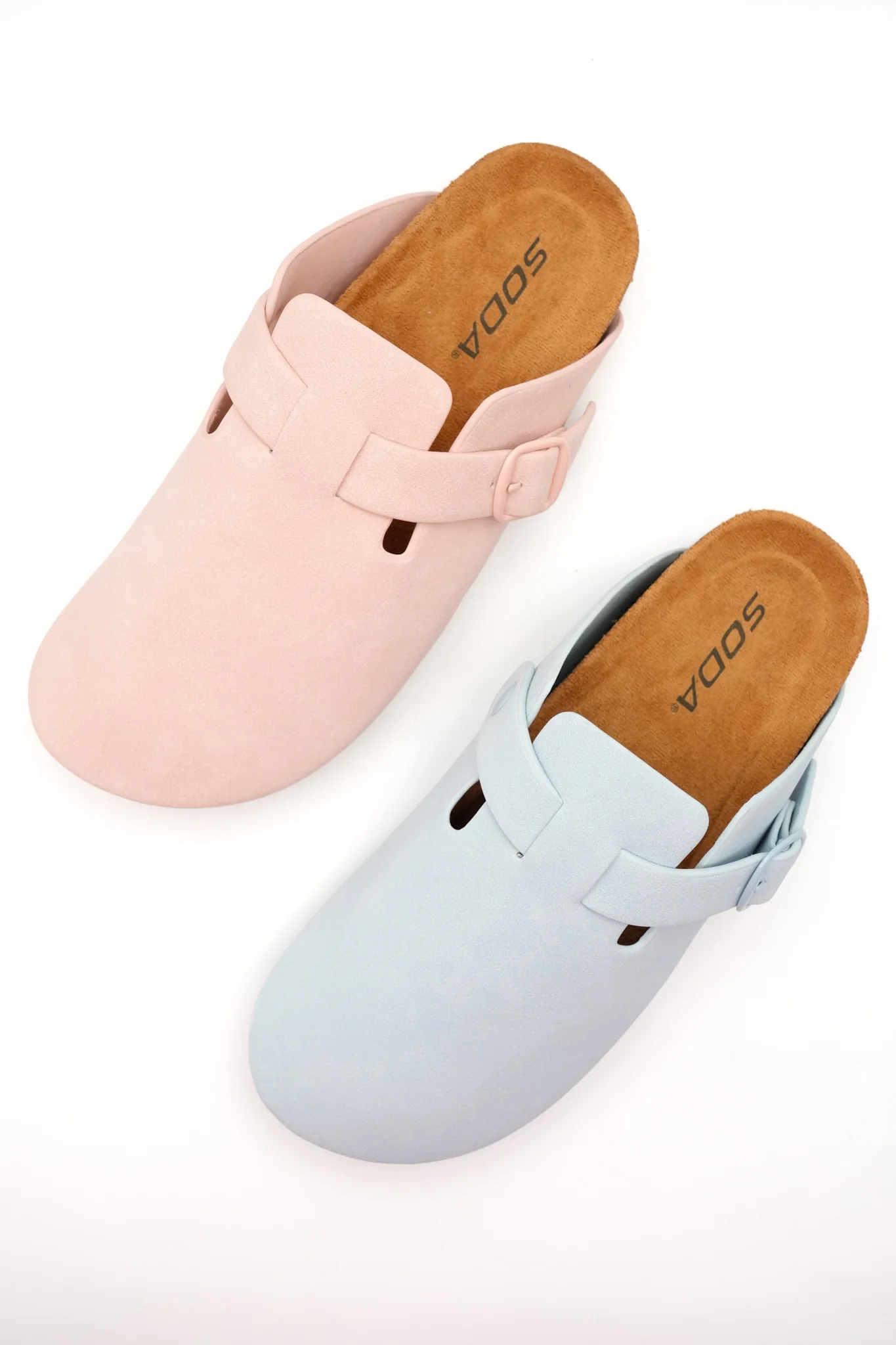 Vegan Suede Buckle Strap Closed Toe Clog Mule - Image 2