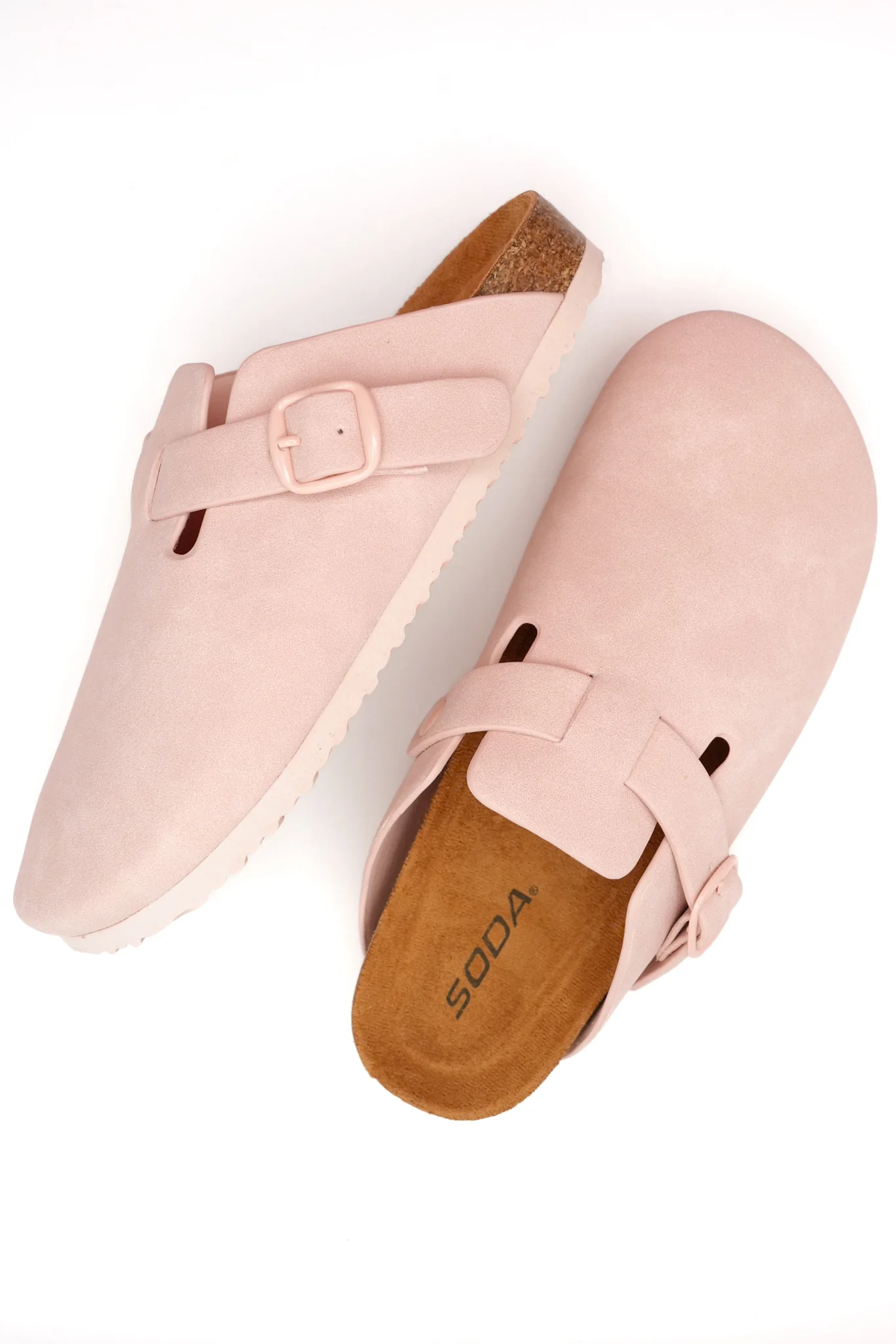 Vegan Suede Buckle Strap Closed Toe Clog Mule - Image 3