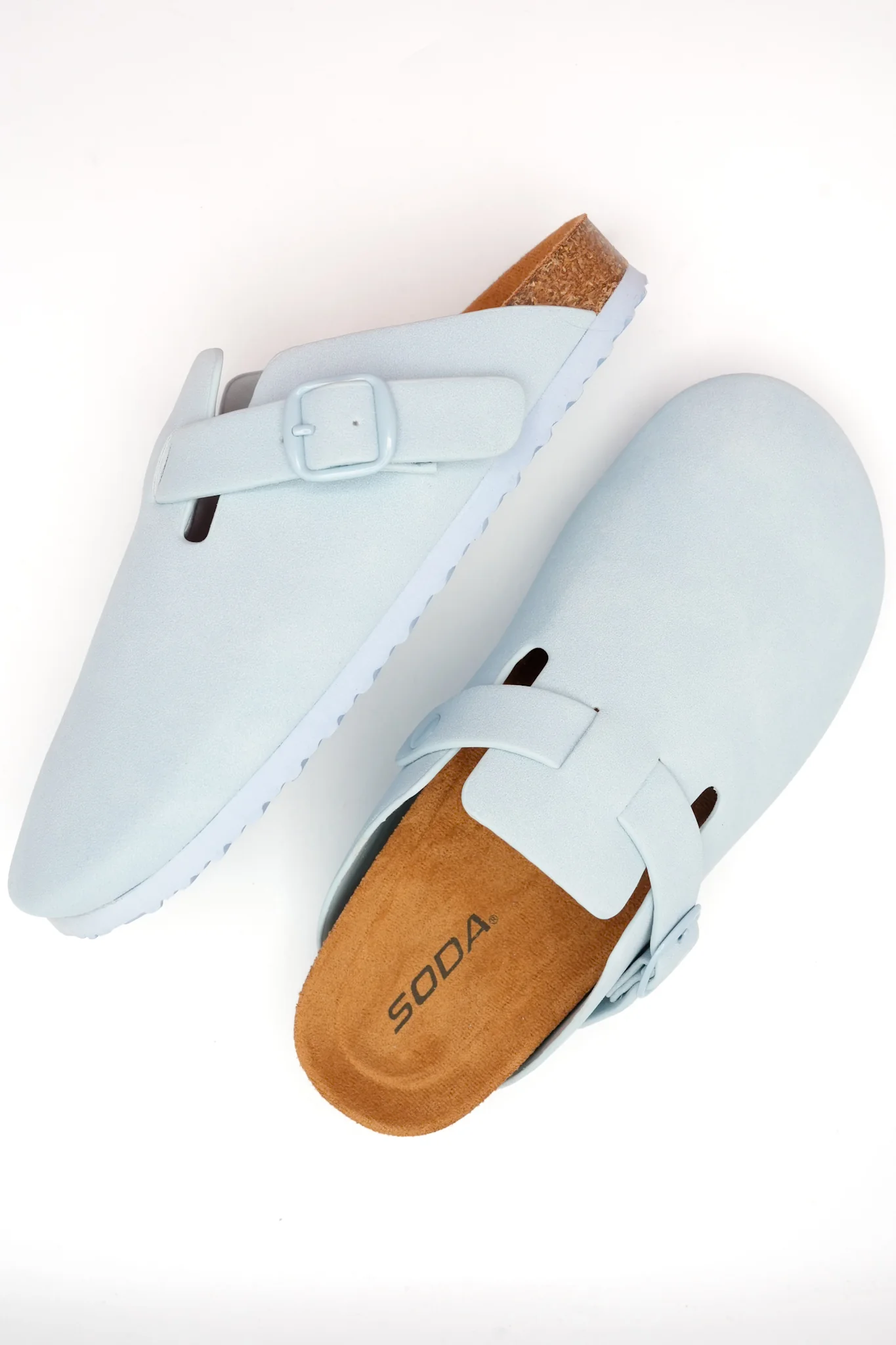 Vegan Suede Buckle Strap Closed Toe Clog Mule - Image 4