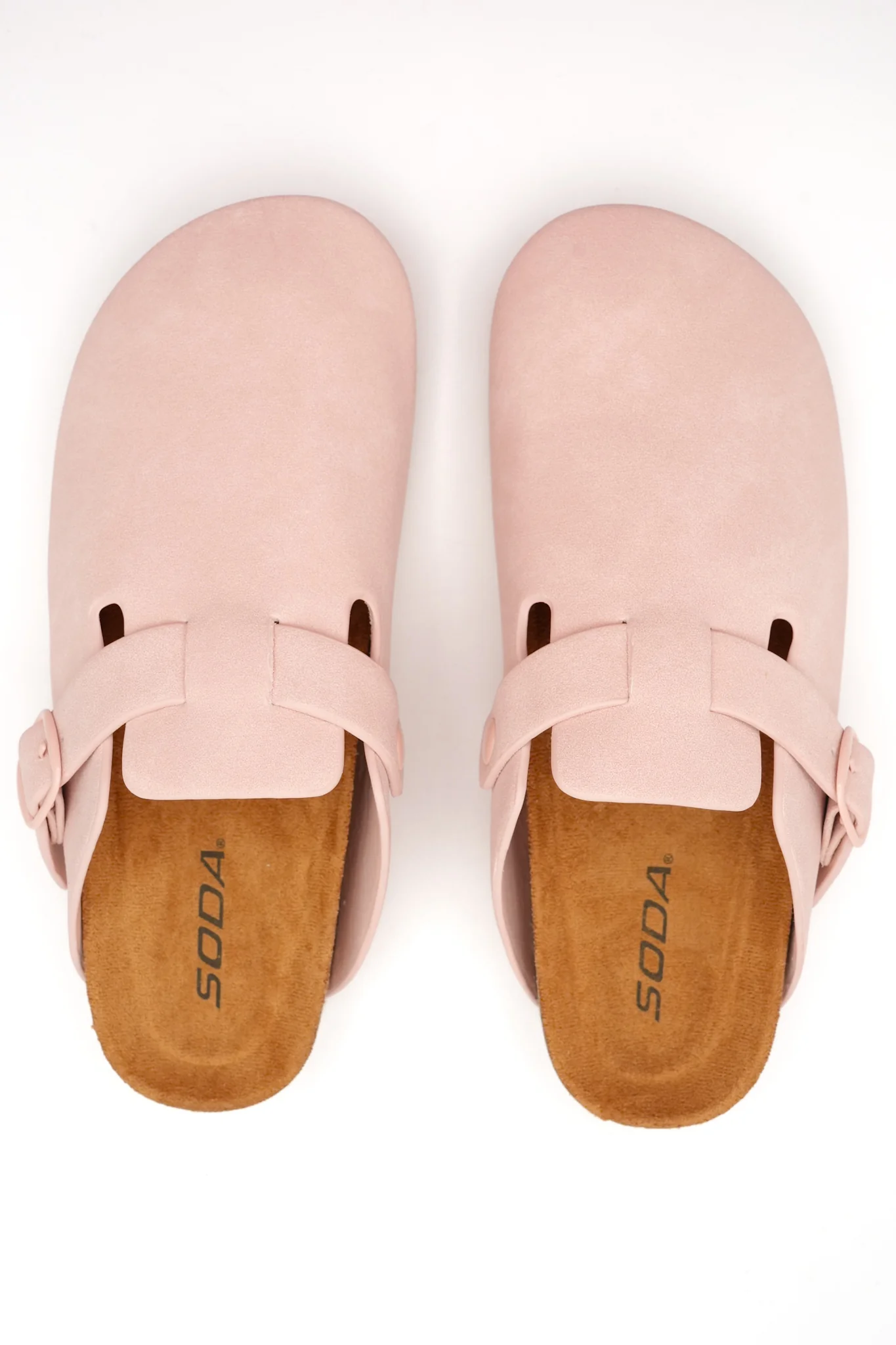 Vegan Suede Buckle Strap Closed Toe Clog Mule - Image 5