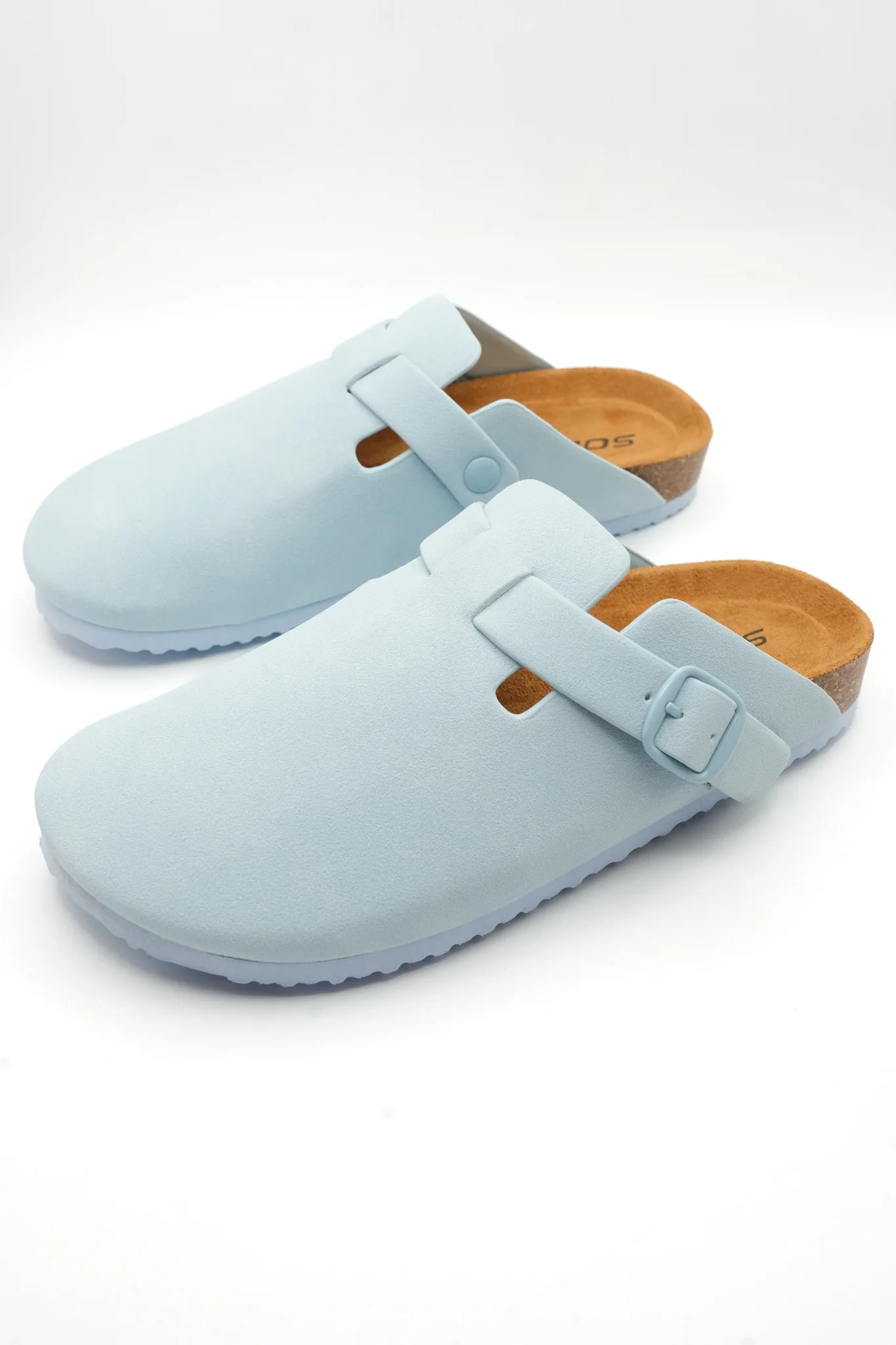Vegan Suede Buckle Strap Closed Toe Clog Mule - Image 6