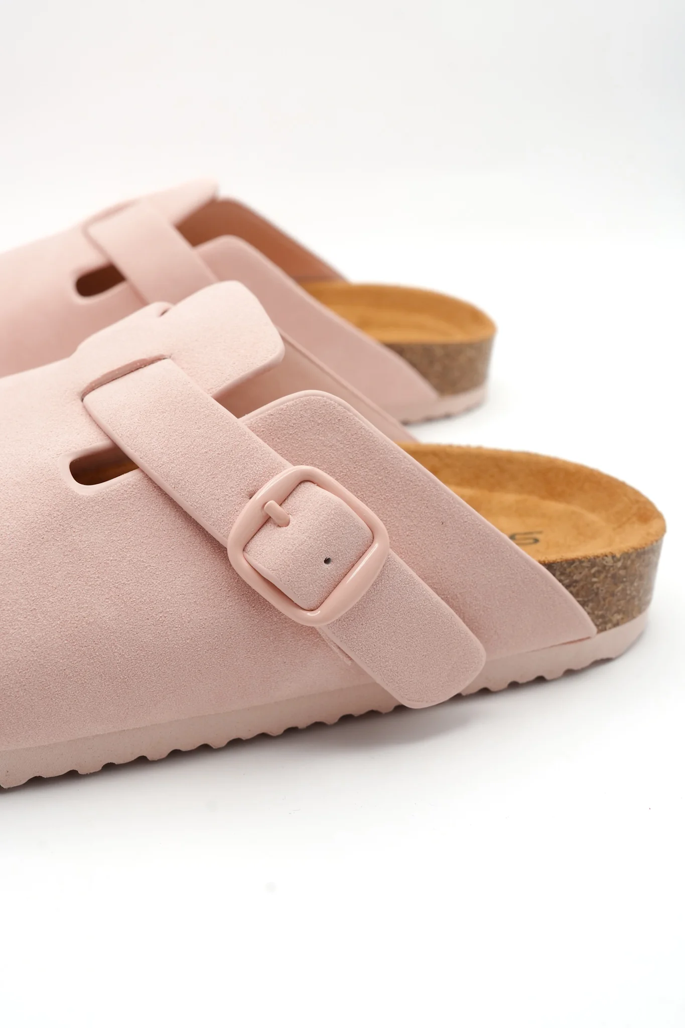 Vegan Suede Buckle Strap Closed Toe Clog Mule - Image 7