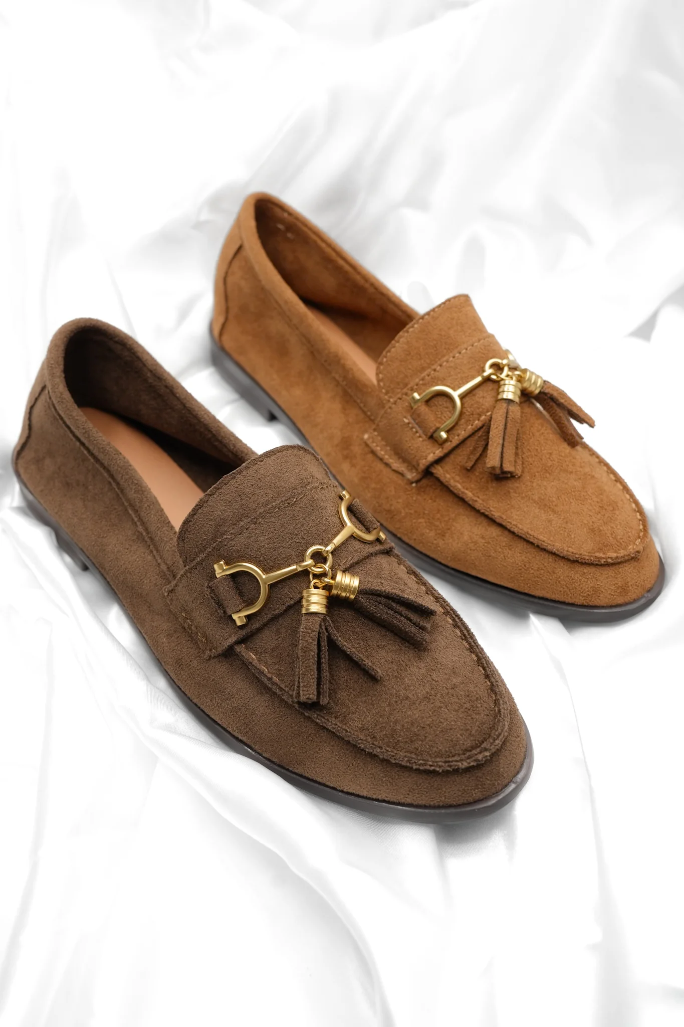 Vegan Suede Slip On Loafer with Tassel - Image 2