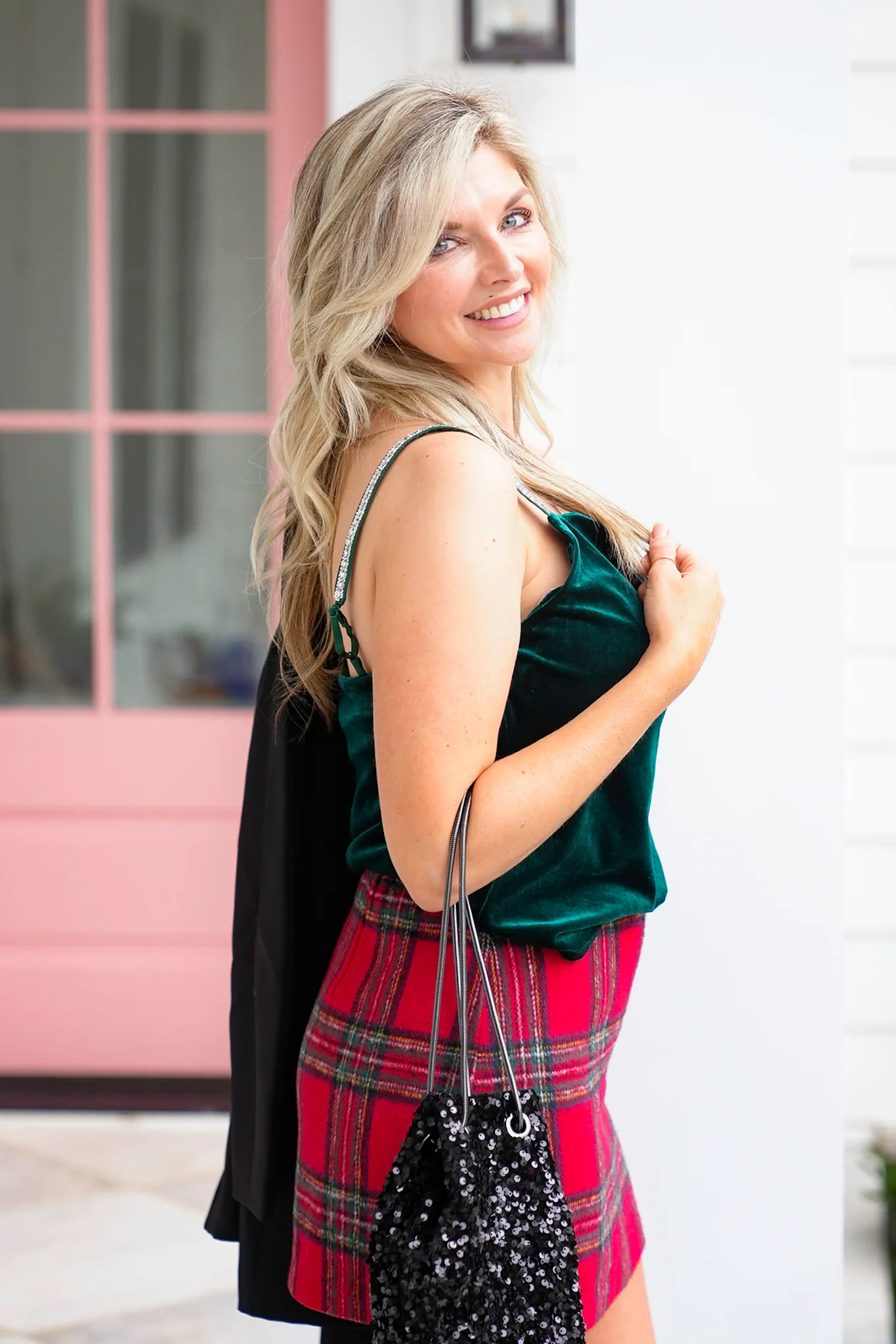 Velvet Cami Top with Rhinestone Straps - Image 5