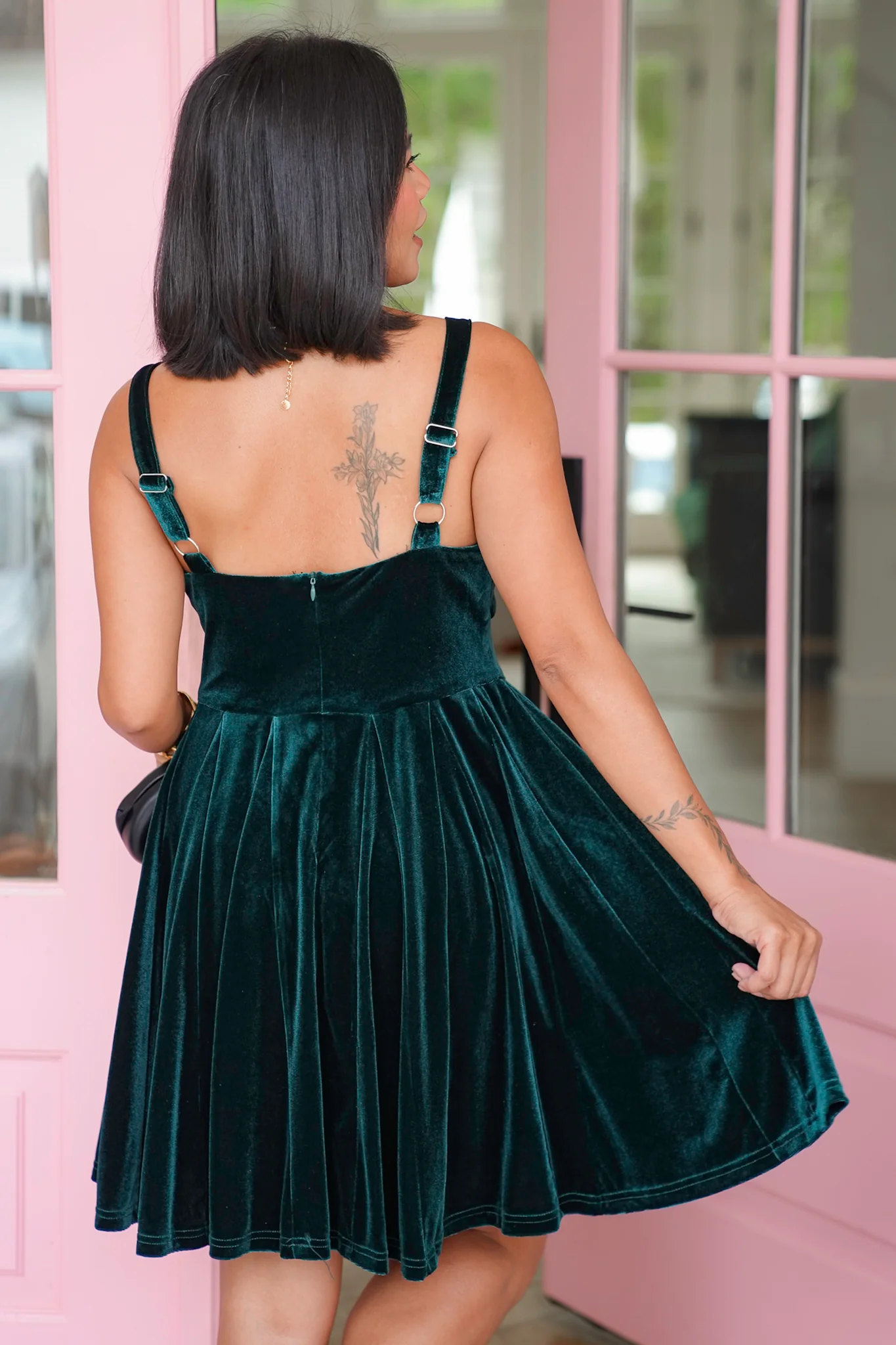 Velvet Sleeveless Mini Dresses with Bow - Image 7