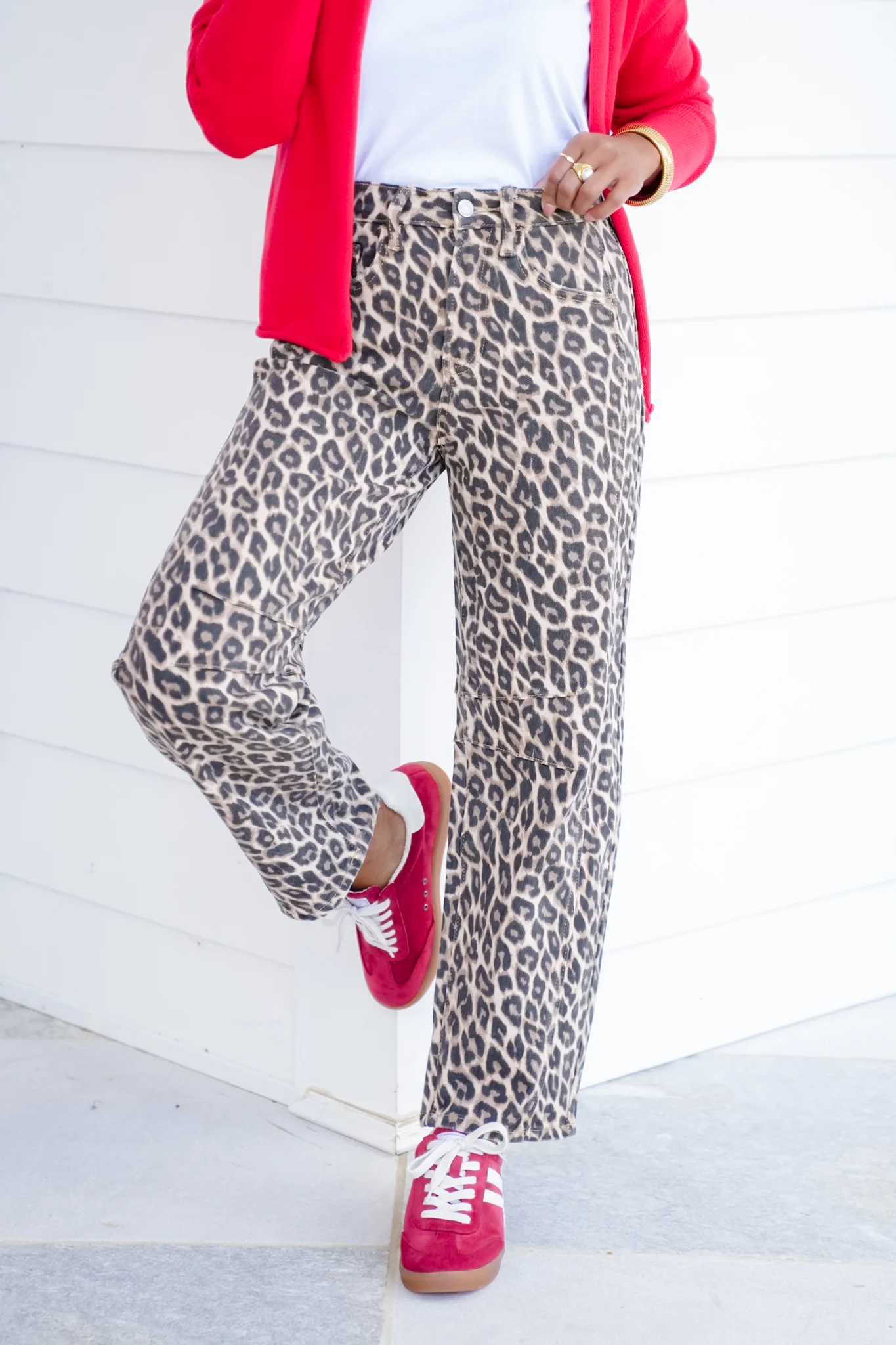 Vervet High Rise Leopard Barrel Jeans - Image 10