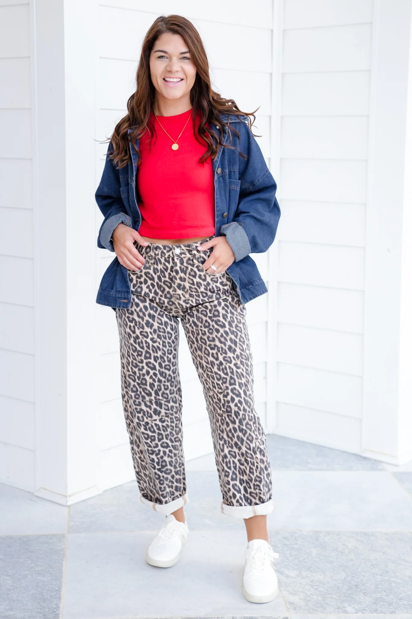 Vervet High Rise Leopard Barrel Jeans - Image 13