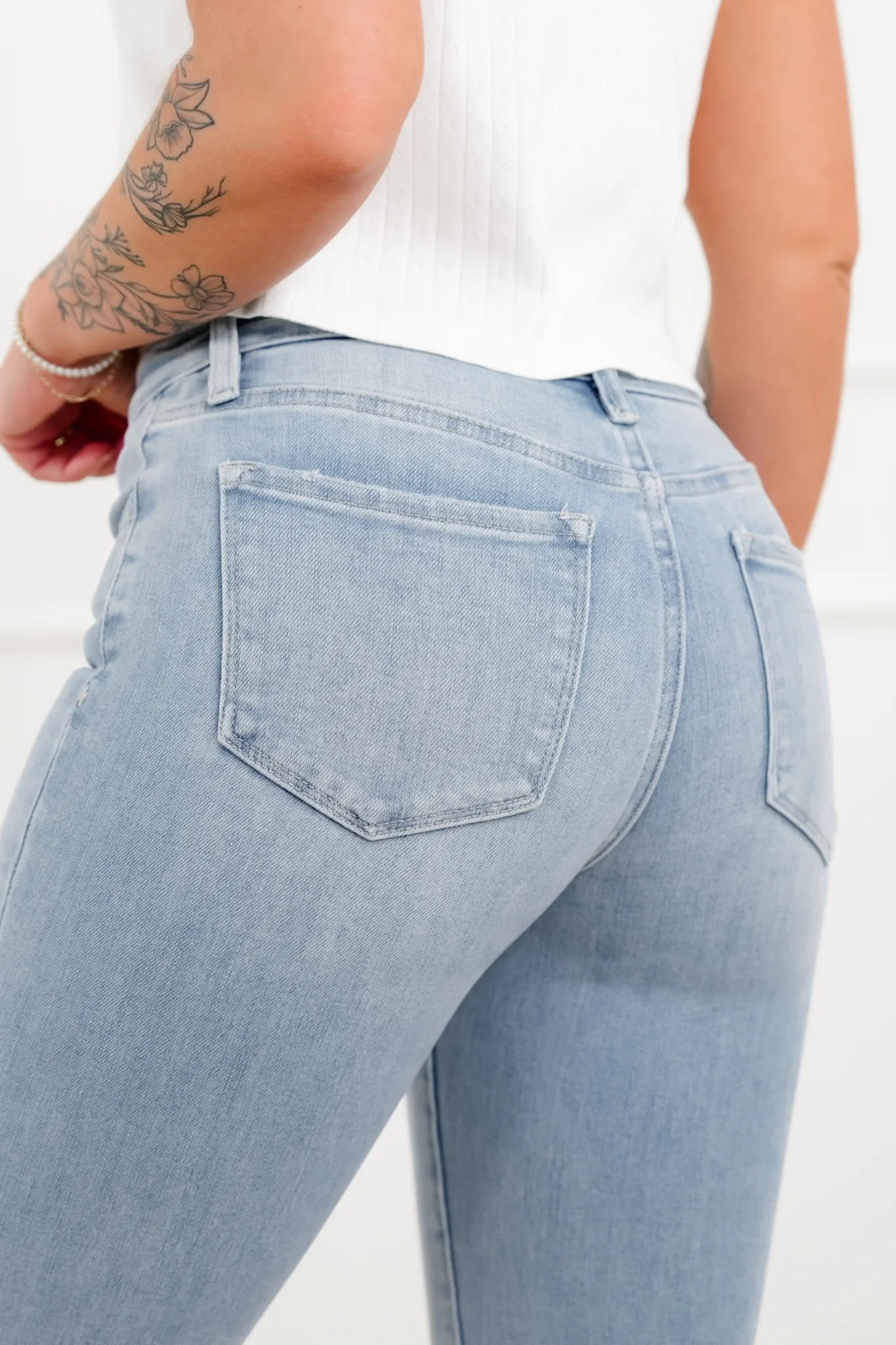 Vervet Mid Rise Light Wash Ankle Bootcut Jeans - Image 5