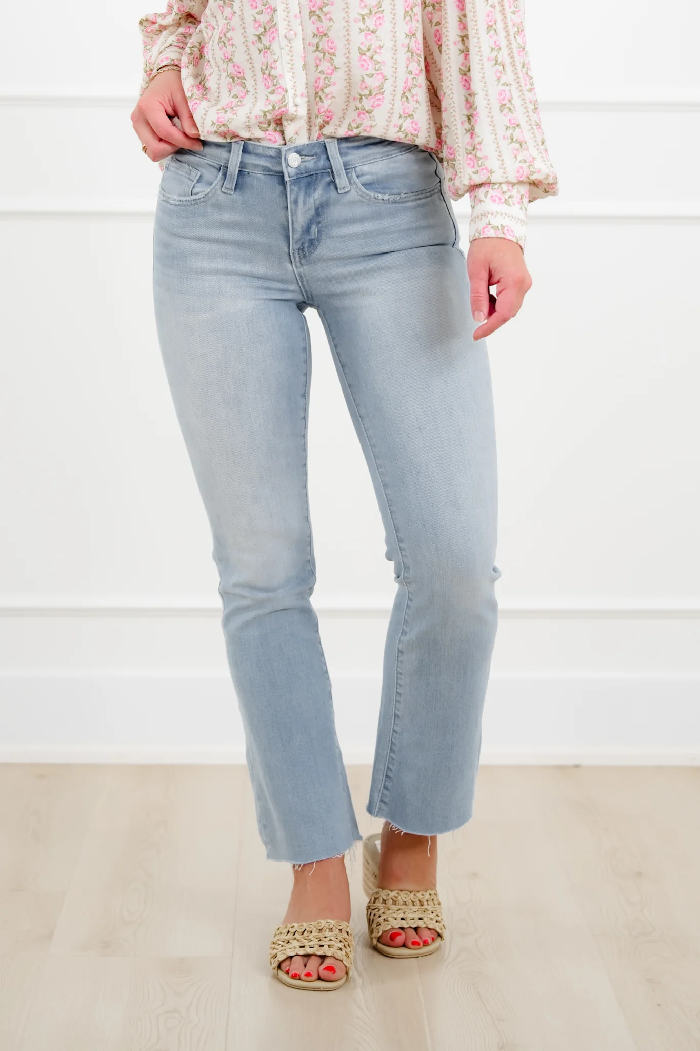Vervet Mid Rise Light Wash Ankle Bootcut Jeans - Image 6