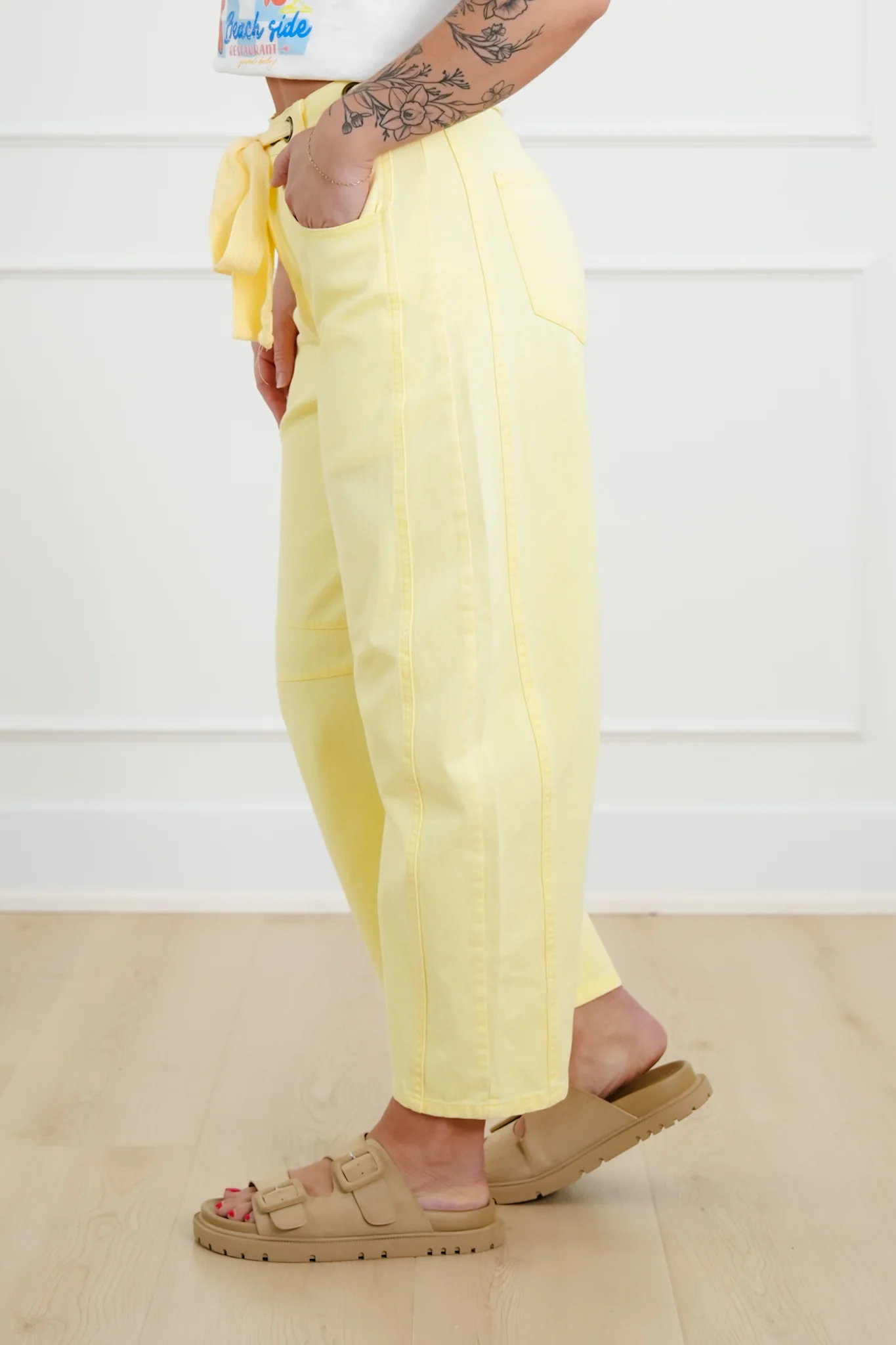 Restock! Wash High Waist Barrel Pants with Belt - Image 8