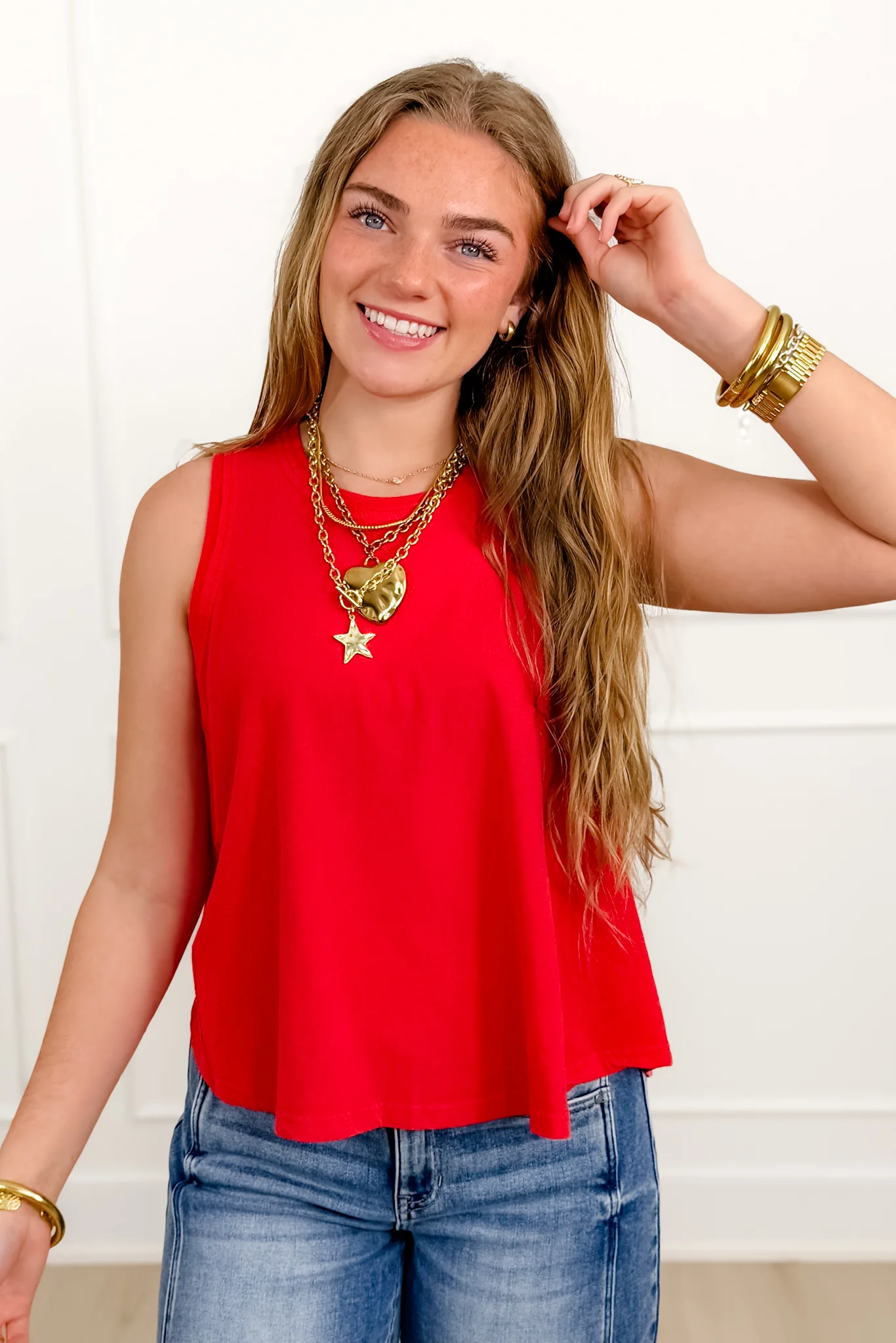 Washed Sleeveless Round Neck Tank Top - Image 5
