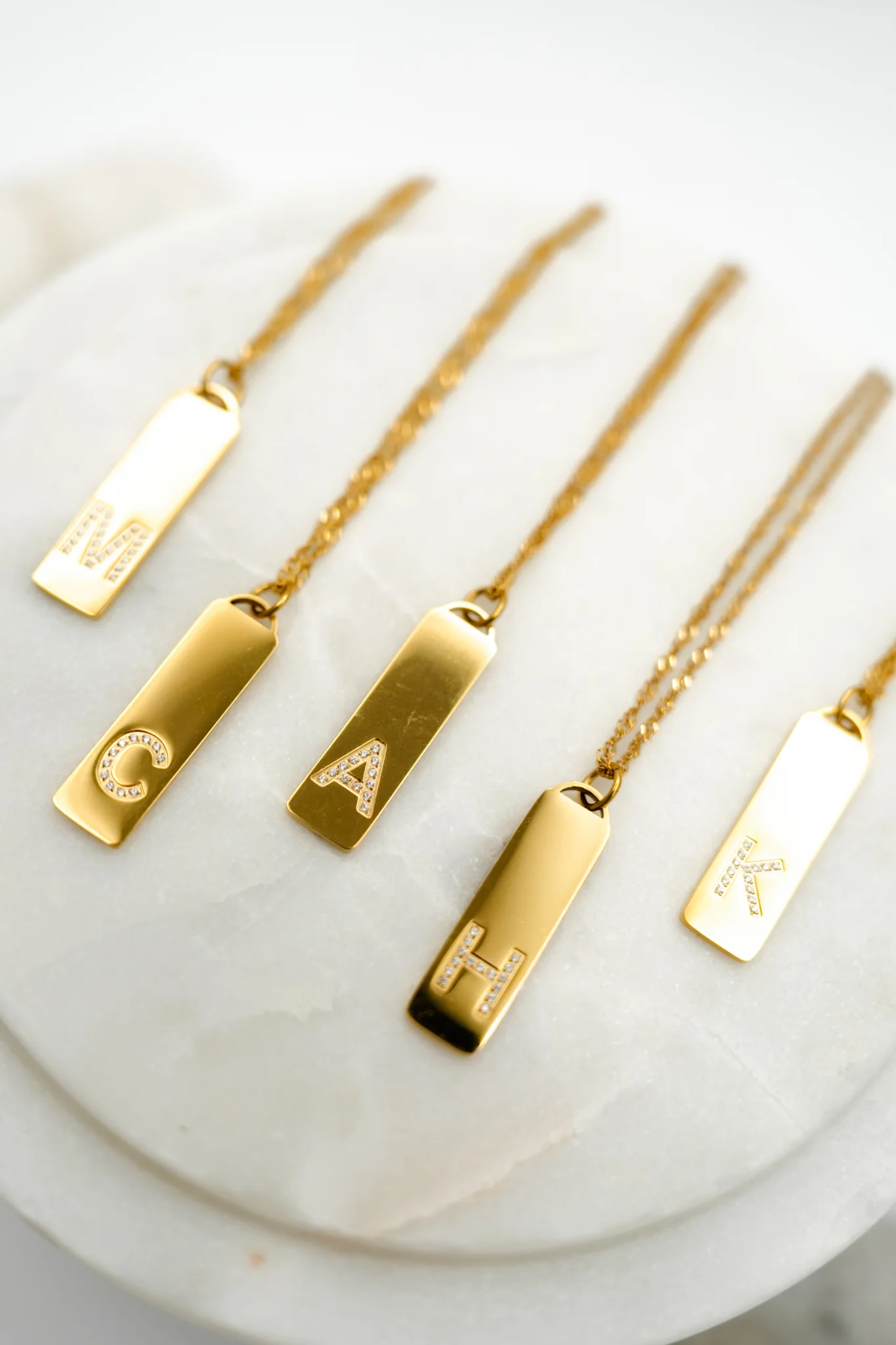 Waterproof Gold Initial Bar Pendant Necklace - Image 3