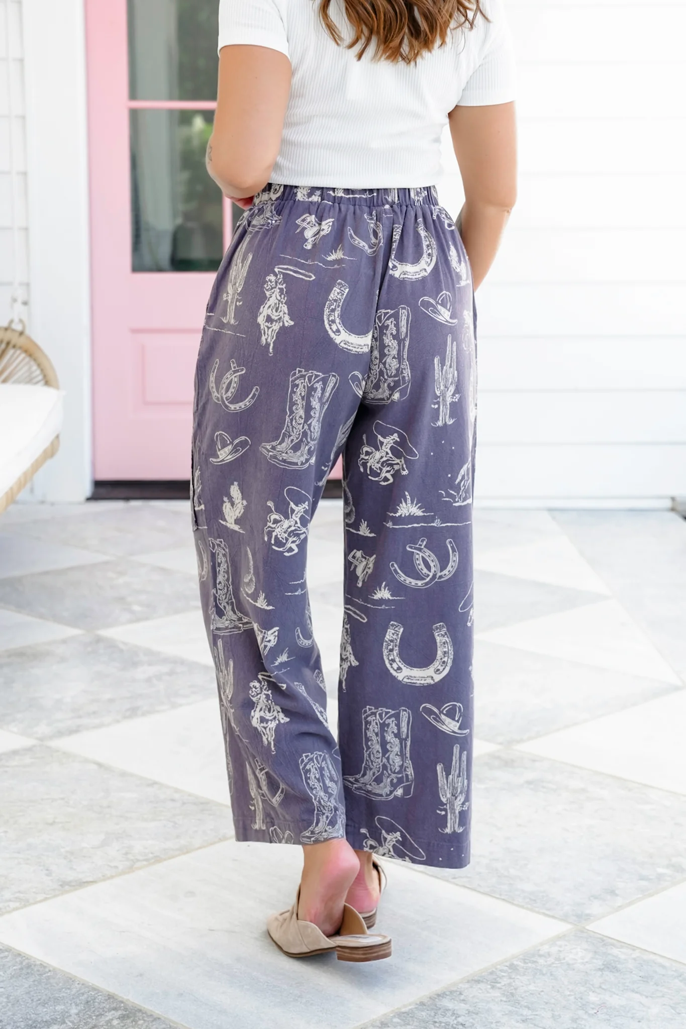 Western Print Wide Leg Pants - Image 5