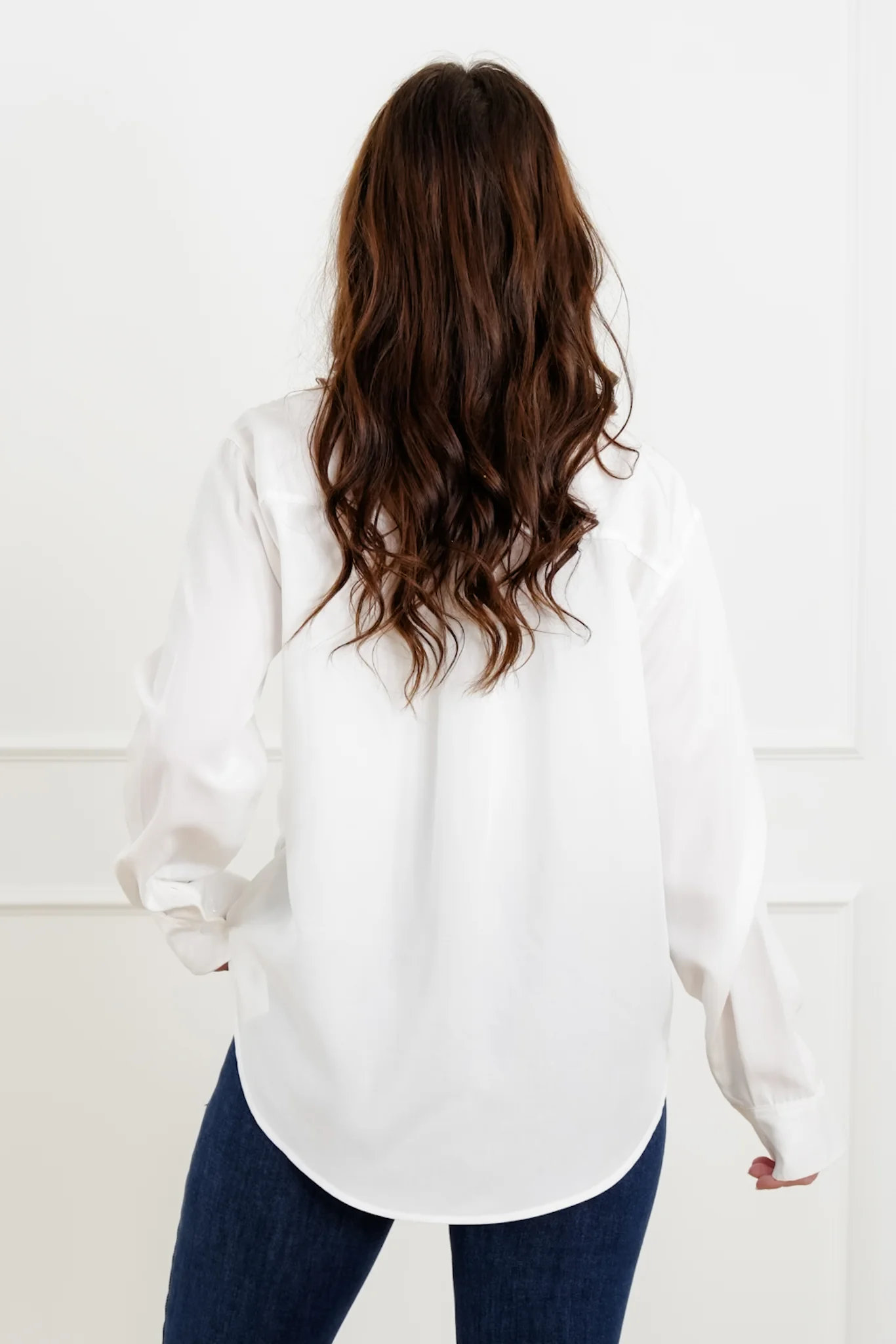White Long Sleeve Button Down Top - Image 7