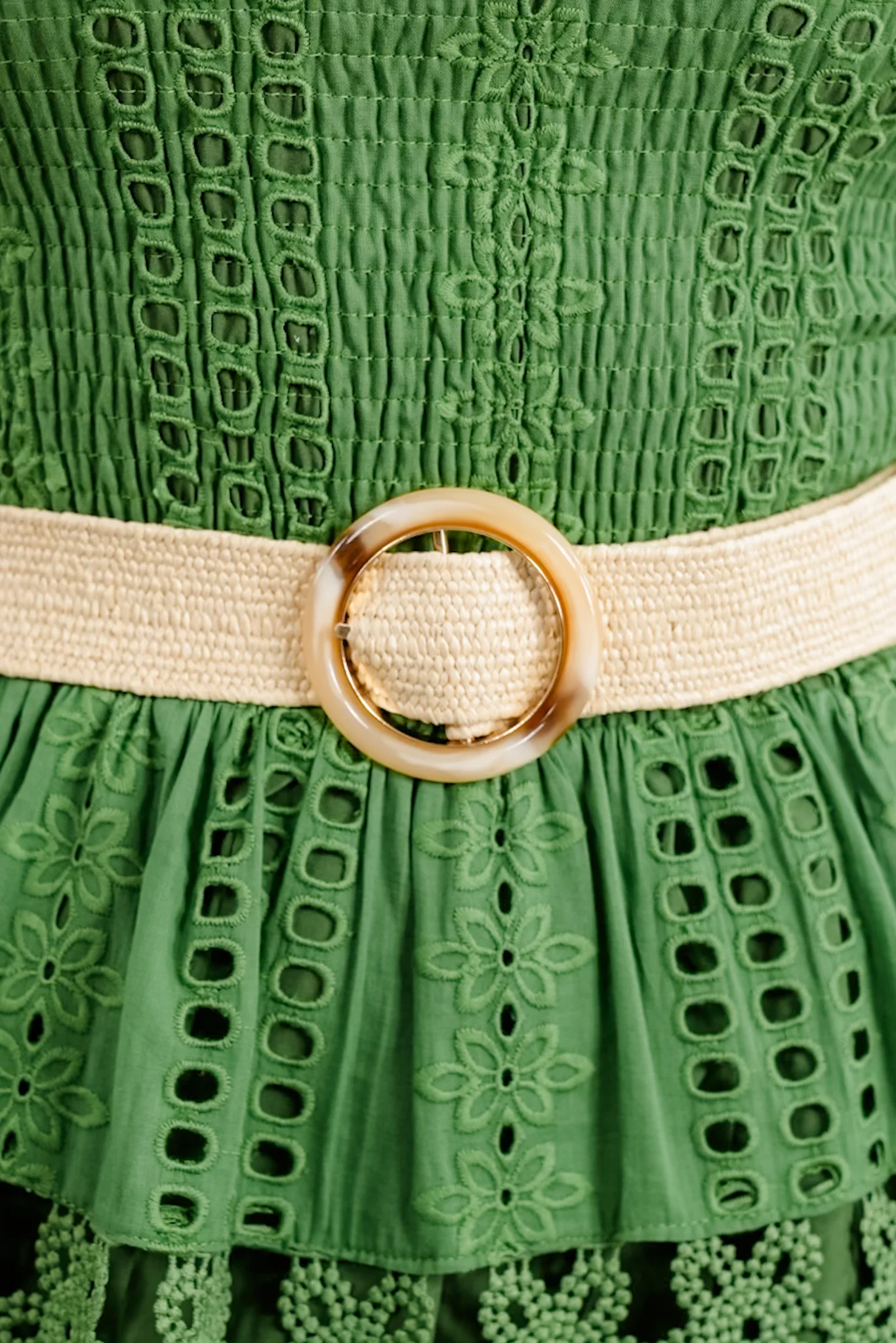 Wide Braided Belt With Round Textured Buckle - Image 2