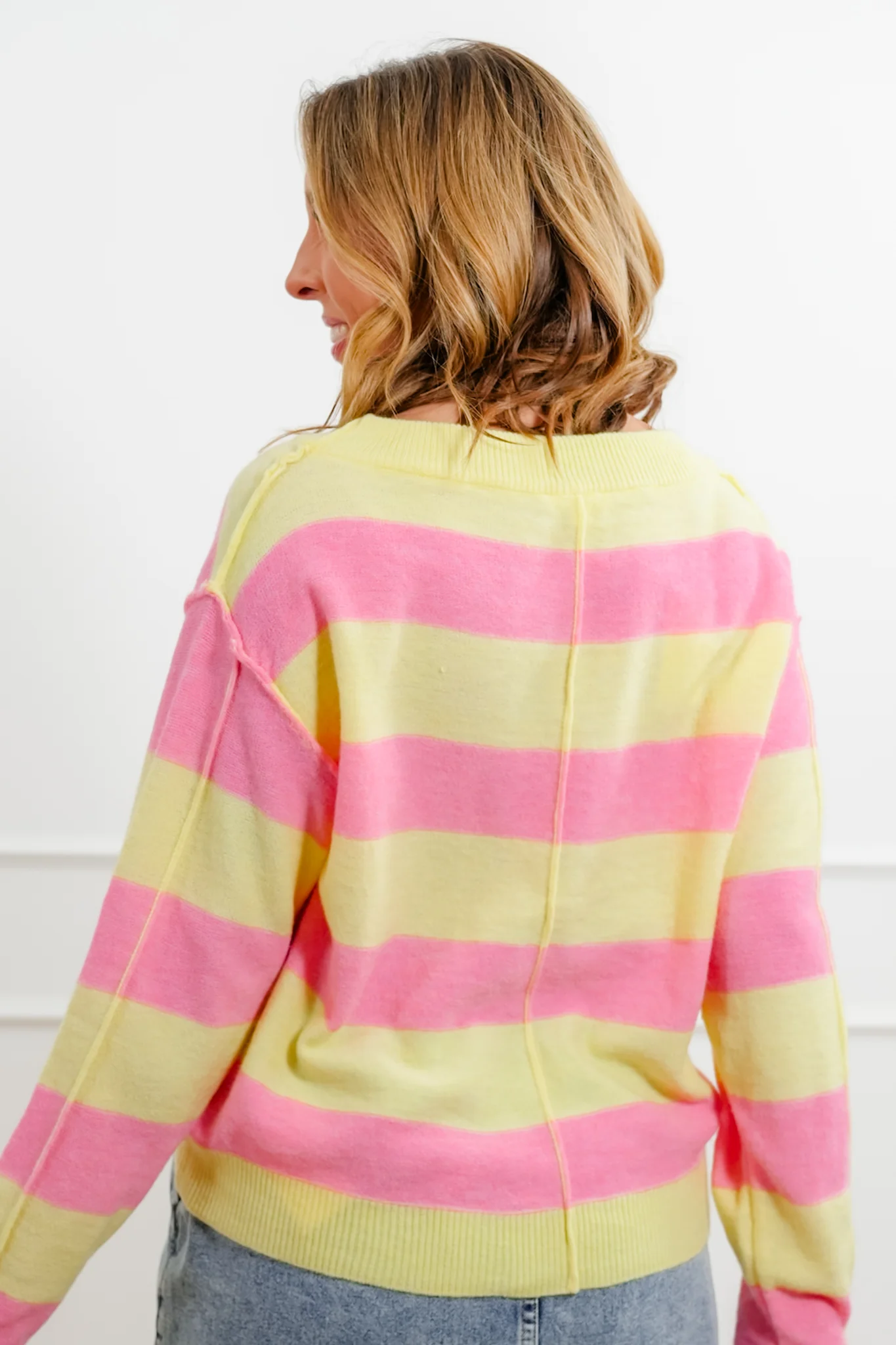 Wide Stripe Long Sleeve Pullover Sweater - Image 7