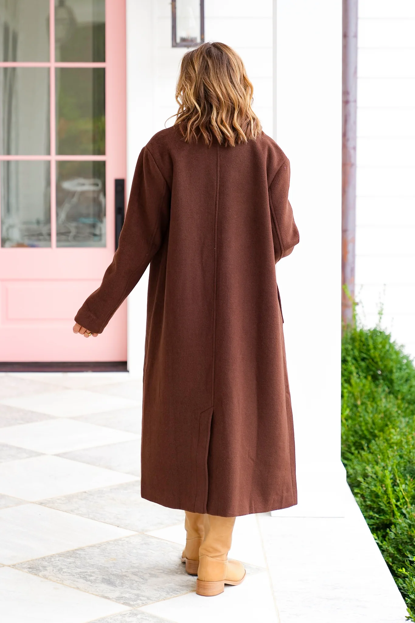 Wool Blend Long Sleeve Double Breasted Trench Coat - Image 4