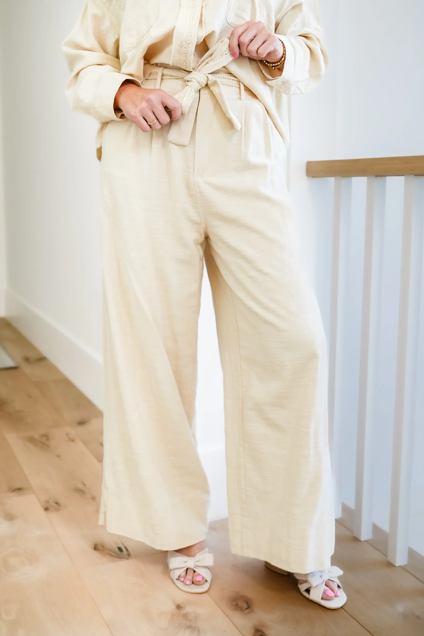 Woven Pants with Lace Trim Belt - Image 7