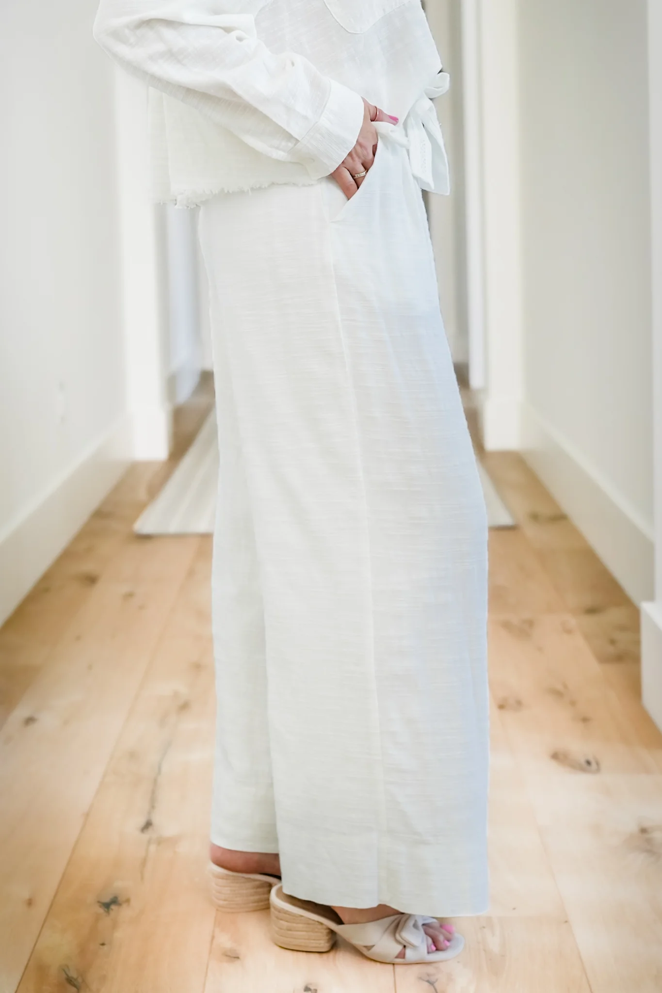 Woven Pants with Lace Trim Belt - Image 9