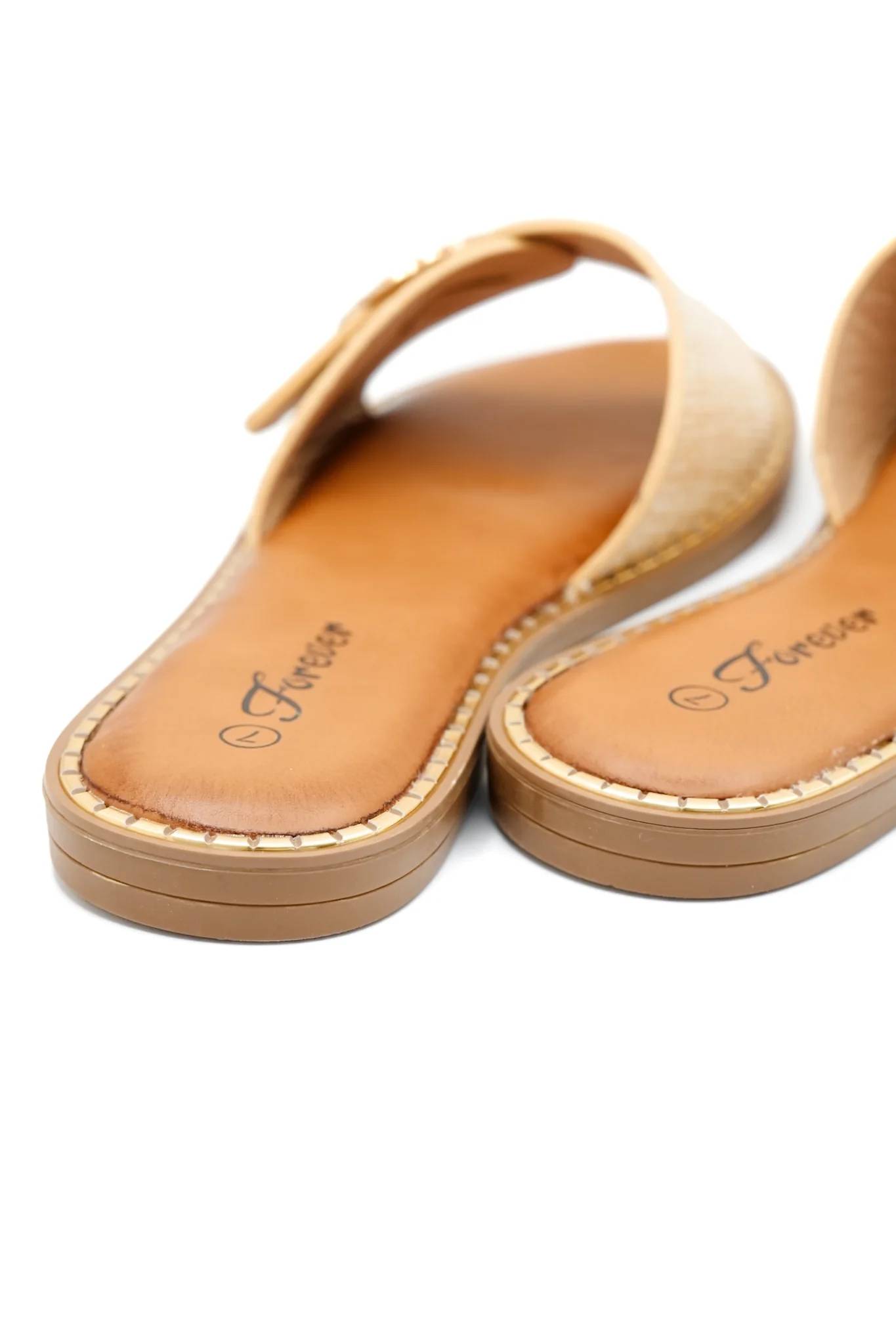 Woven Strap Slide Sandal with Shell Accent - Image 4