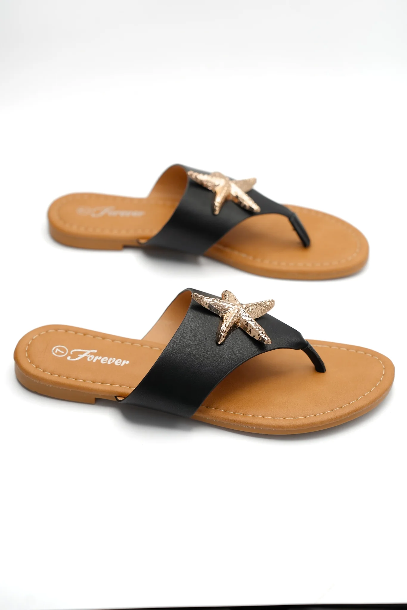 Woven Vegan Leather Starfish Accent Thong Sandal - Image 4