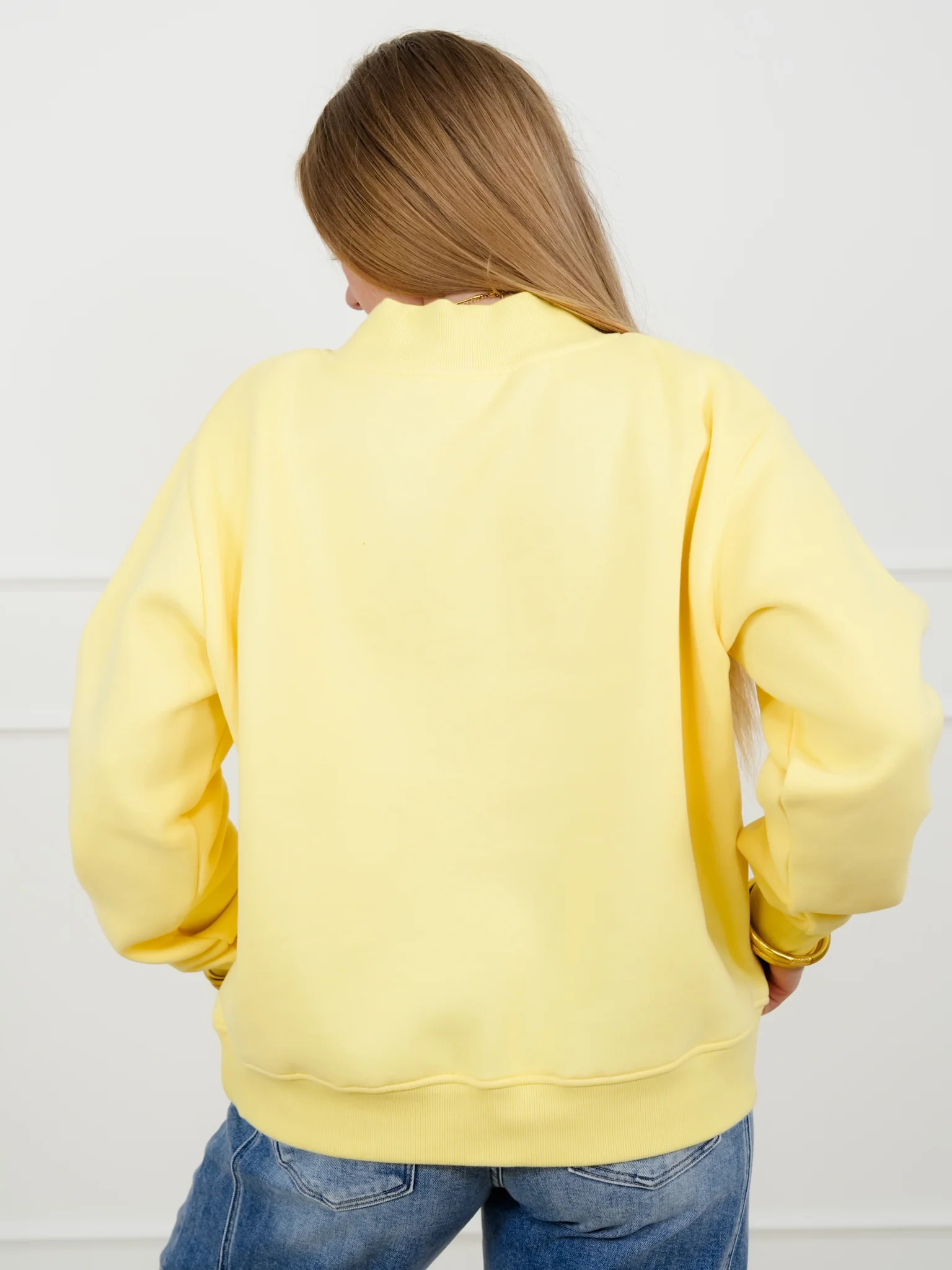 Yellow Long Sleeve Mock Neck Sweatshirt - Image 5