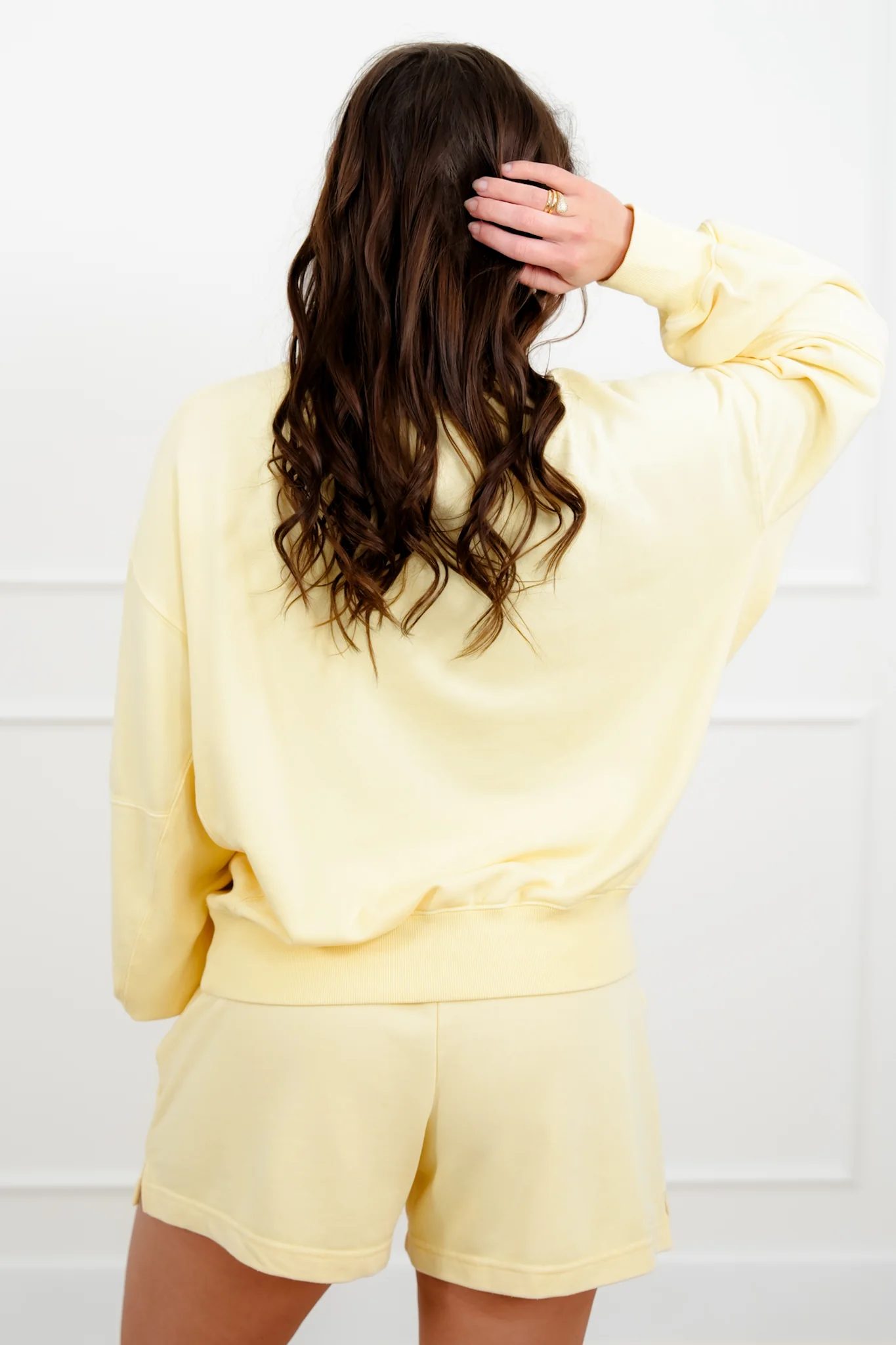 Yellow Long Sleeve Pullover Top and Short Set - Image 5